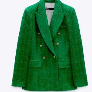 Zara double breasted tweed blazer. Sz M